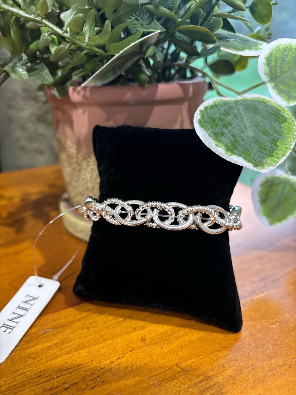 Silver Tone Stretch Interlinked Rope Chain Bracelet - Women's Jewelry